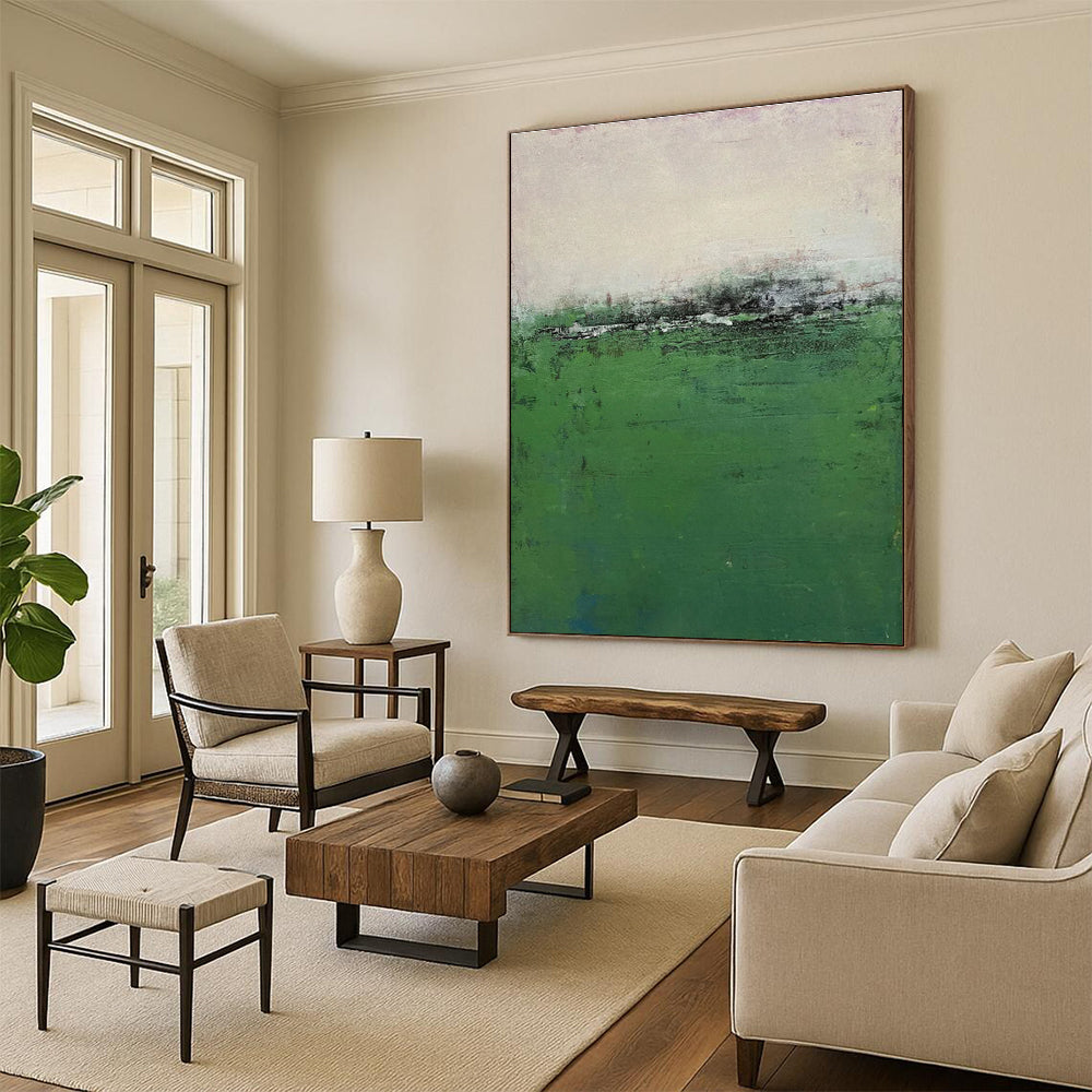 “Misty Green Field”,Abstract Landscape Art CT0645