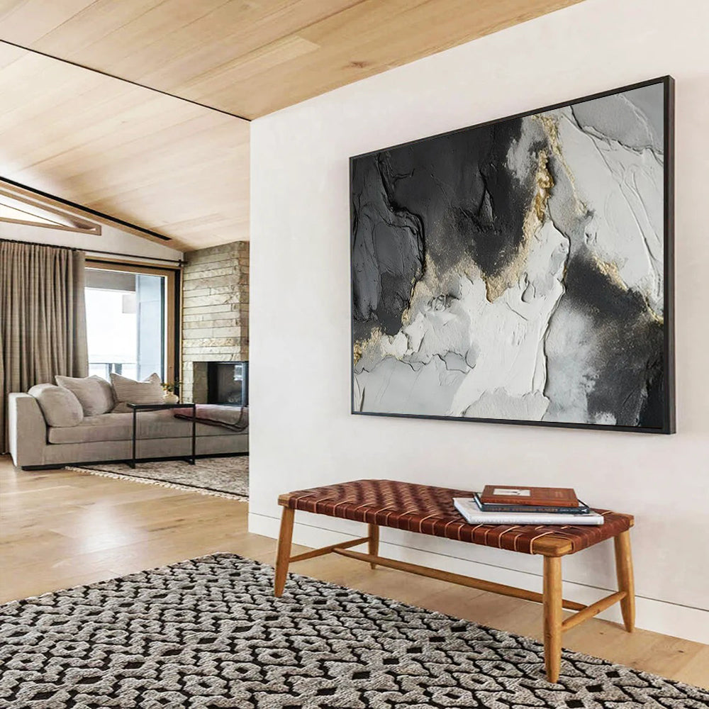 “Black & Gold Rockscape” - Black, gray, gold; textured, rocky surface with gold accents CT1580