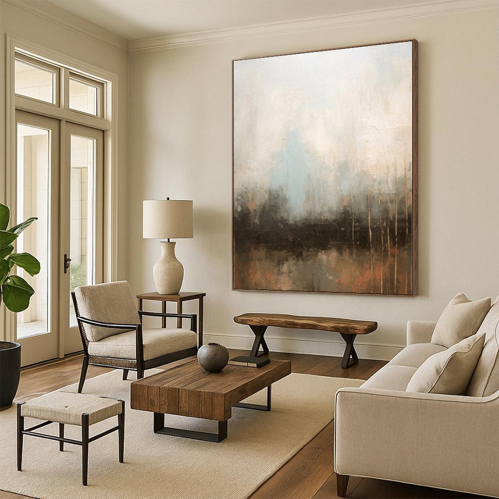 “Neutral - Blue Abstract Mist” - Abstract Landscape Art CT0450