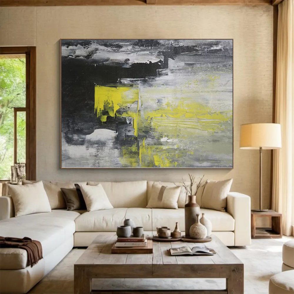 “Neon Urbanity” - Abstract Work with Gray, Yellow, Black, White CT0063