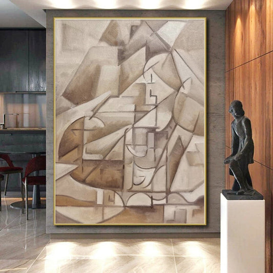 “Brown - Beige Cubist Abstraction” - Abstract Cubist - Style Work CT0400