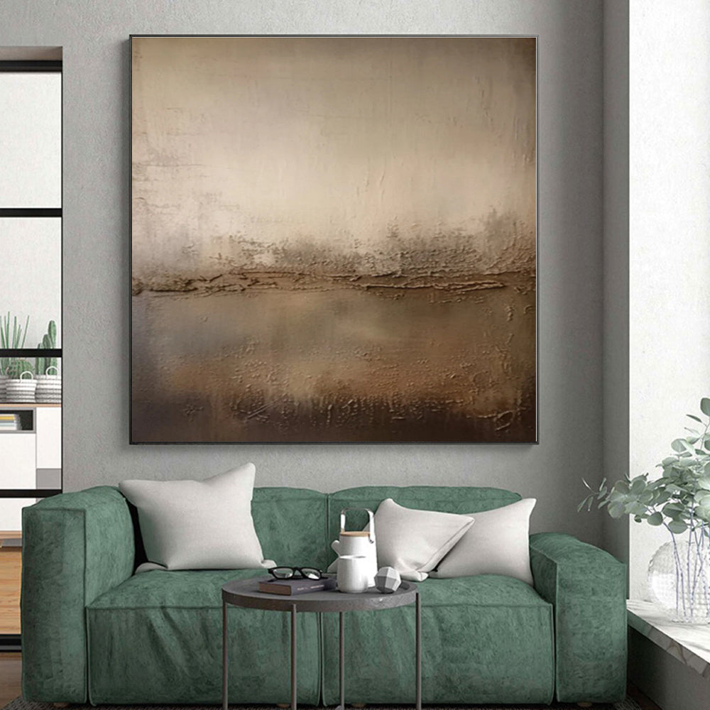 “Beige - Brown Textured Abstract”,Earth - Inspired Abstract Mixed - Media Art CT0573