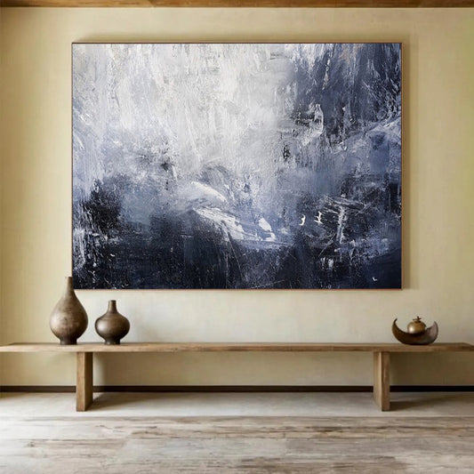 Monochromatic abstract painting with dynamic brushstrokes CT1671