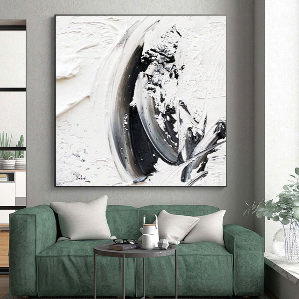“Black - White Textured Strokes” Impasto Acrylic Art CT0242