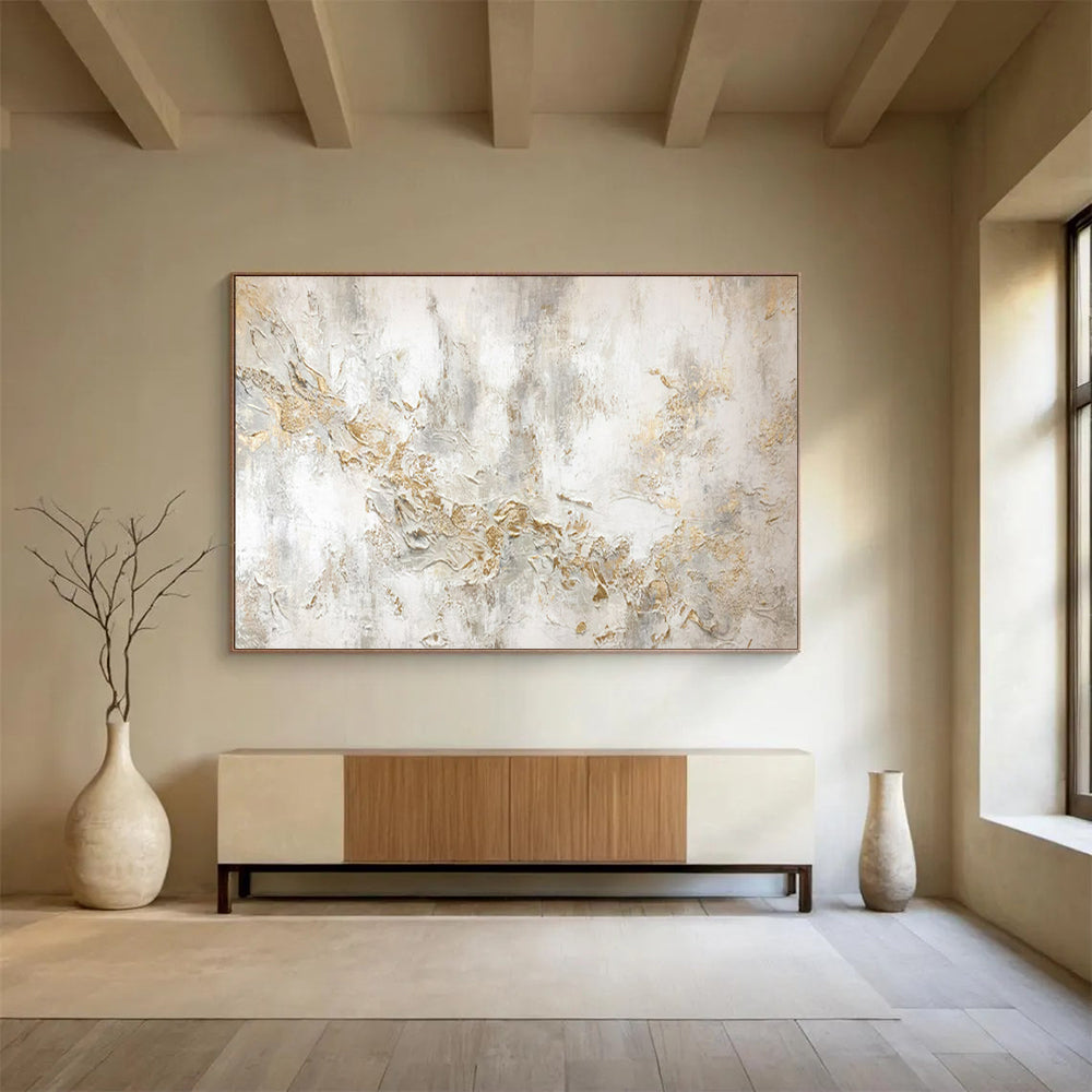 “Light and Gold Abstract” – Textured Abstract Acrylic Painting CT1772