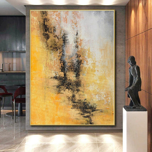 “Sunny Abstraction” - Abstract Art with Yellow, Gray, Black, White CT0041