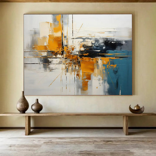 “Urban Geometry in Color” – Abstract Cityscape Acrylic Painting CT1753