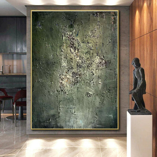 “Green - Grey Textured Mosaic”,Abstract Textured Art CT0633