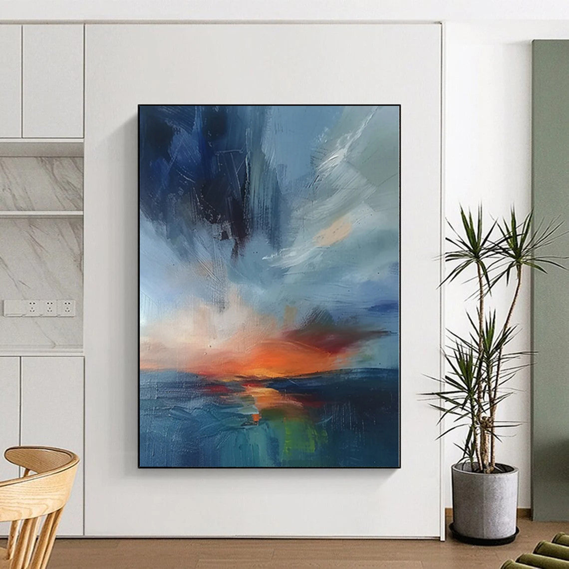“Coastal Sunset Swirl” - Abstract Work with Blue, Orange, Pink, Green CT0087