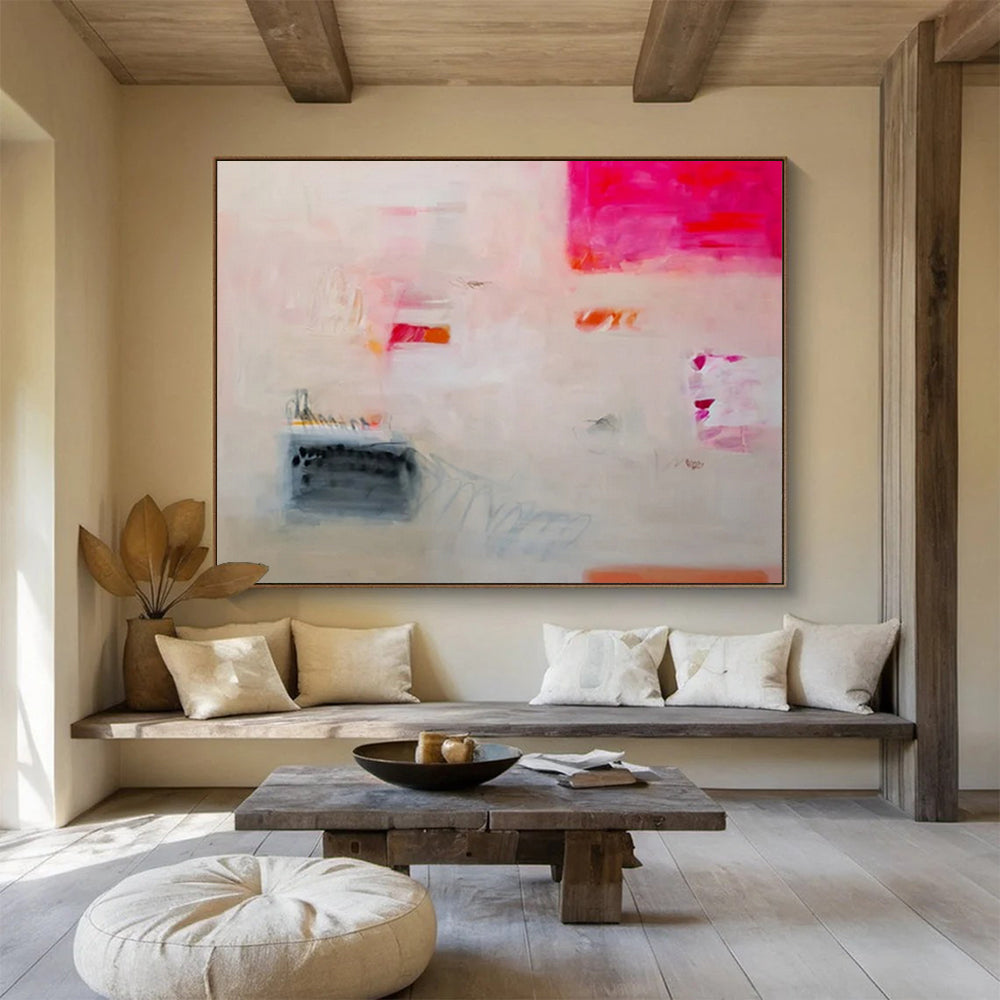 “Subtle Stories” - Soft pinks, oranges, grays; faint, evocative abstract forms CT1502