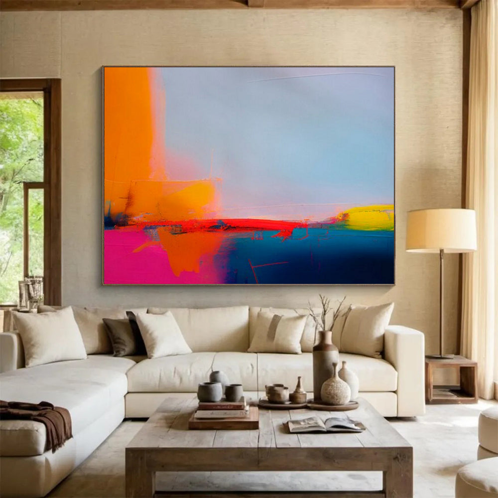 Minimalist abstract with bold color blocks in orange, pink, and blue CT1684