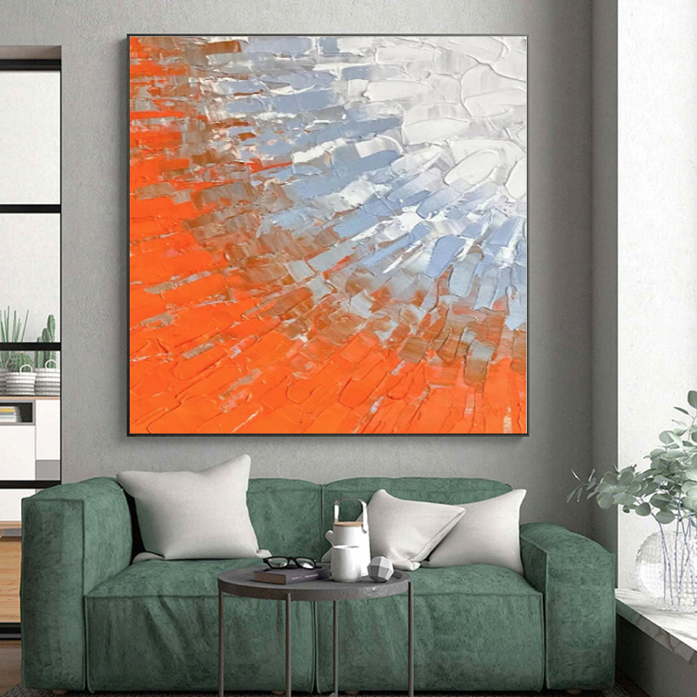 “Orange - Blue Textured Blend” - Abstract Textural Art CT0405