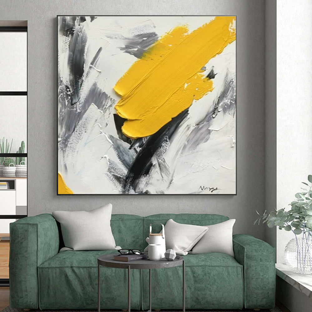 “Yellow - Grey - Black Textured Marks”,Abstract Textured Art CT0616