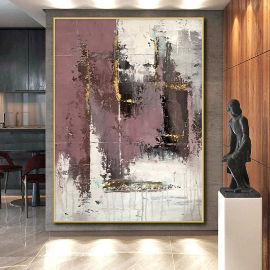 “Mauve and Gold Textured Abstract”,Textured Abstract Painting CT0366