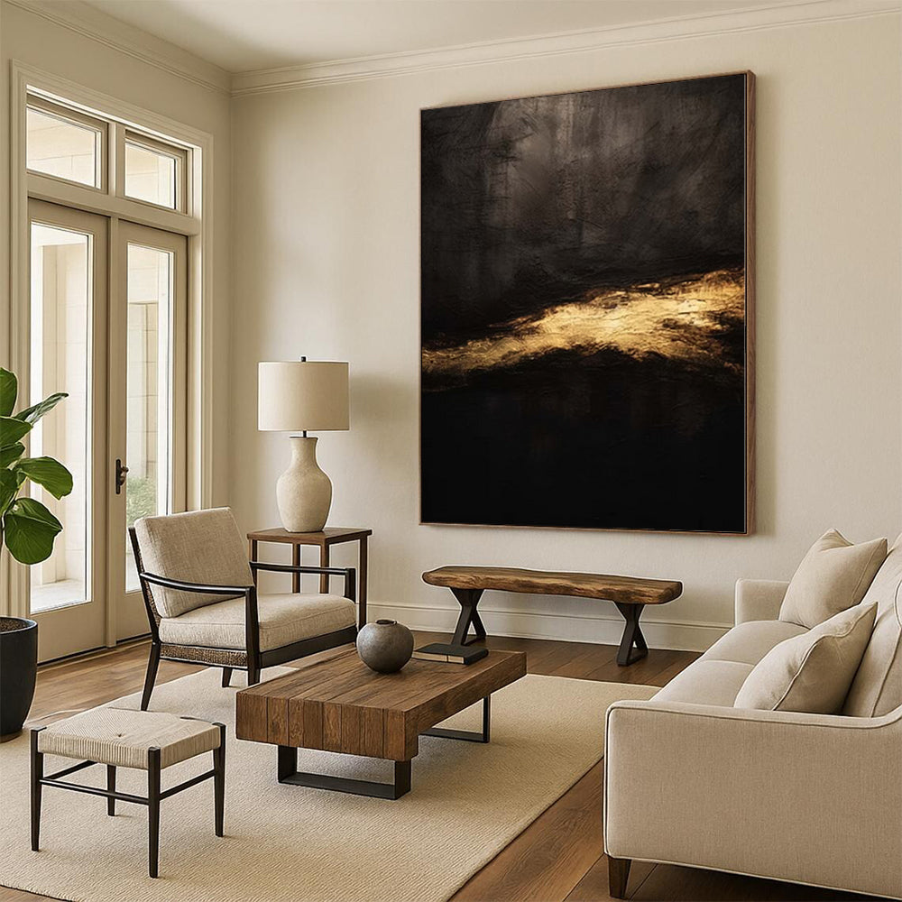 “Dark - gold Abstract Mystery” Minimalist Acrylic Art CT0230