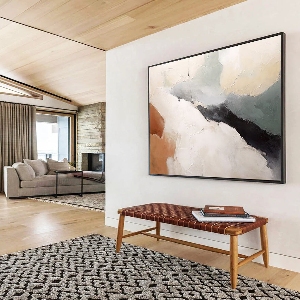 “Subtle Textures” - Soft beiges, grays, browns; layered, muted abstract forms CT1510