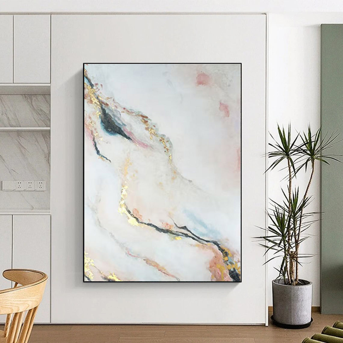 “Pink - Gold - Blue Marbled Abstraction” - Abstract Luxury Art CT0433