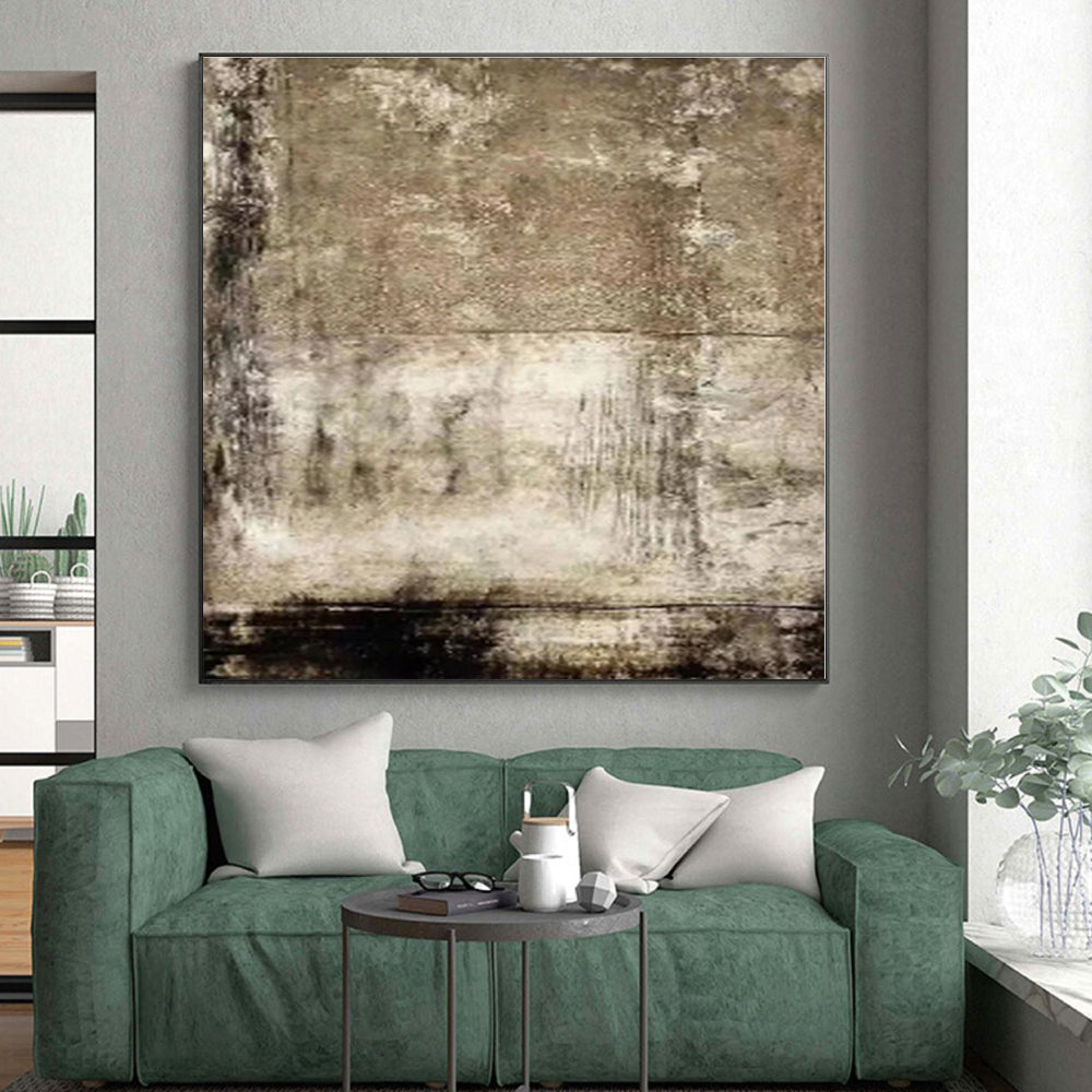 “Earthy Textured Panels”,Abstract Minimalist Mixed - Media Work CT0553