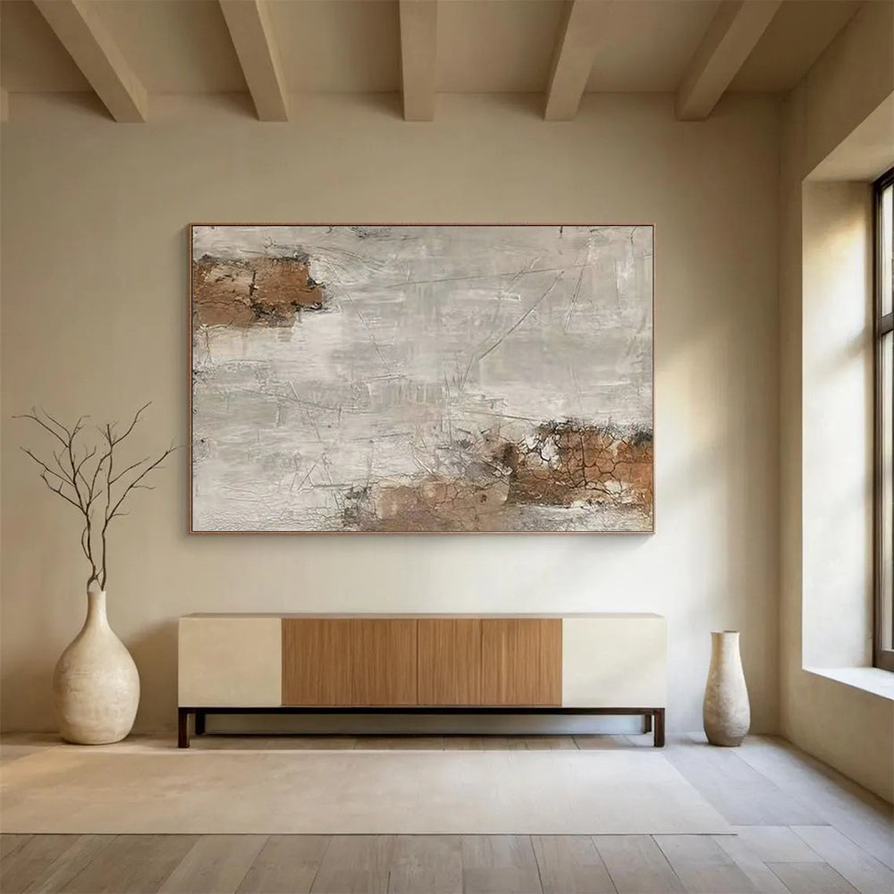 “Mottled Gray - Brown Abstract” - Grays, browns; uneven, cracked - texture abstraction CT1626