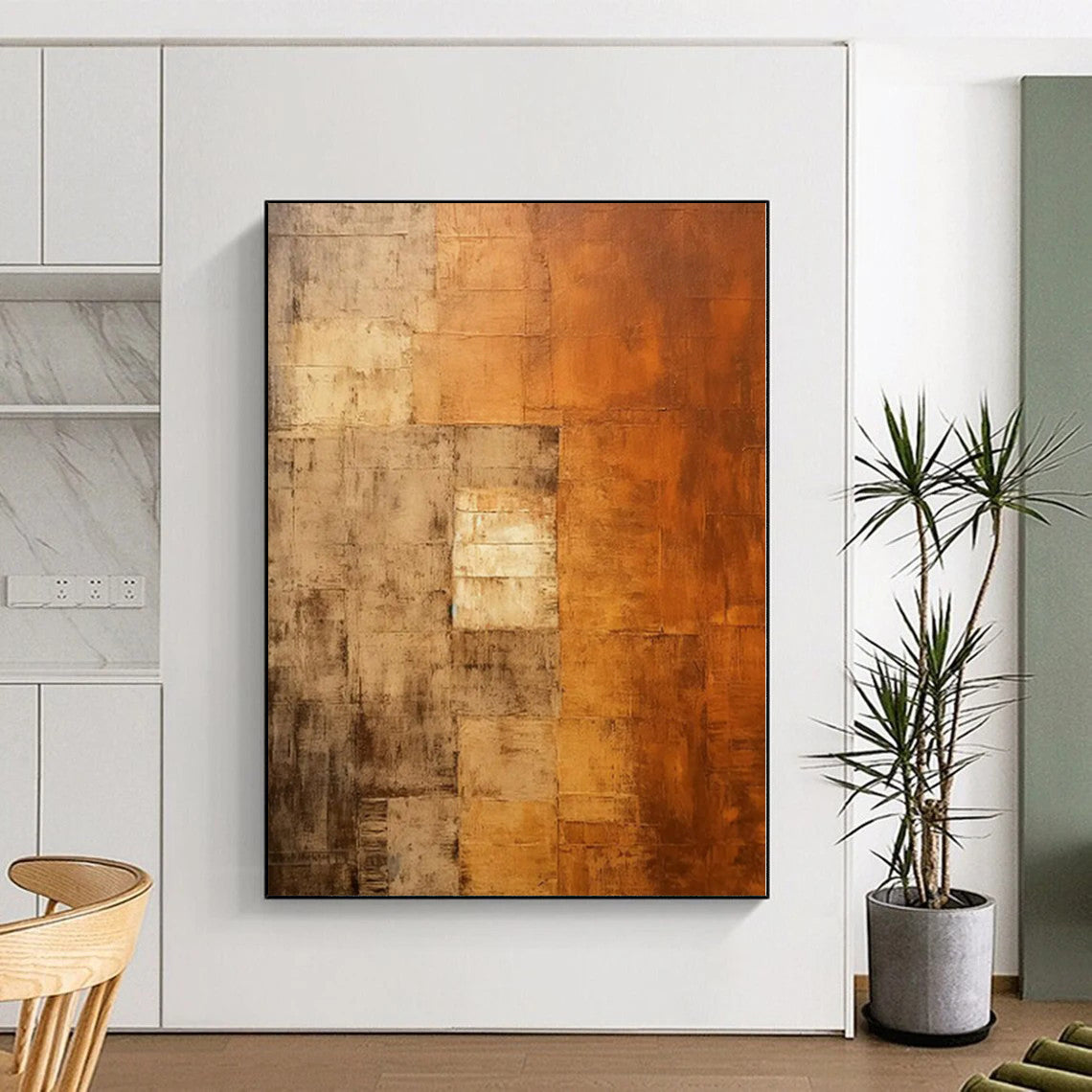 “Textured Rustic Patchwork” Abstract Acrylic Art CT0338