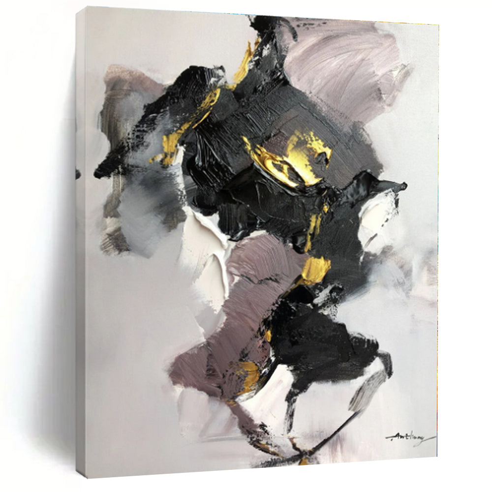 “Black - Gold - Purple Abstract” - Abstract Expressionist Art CT0511