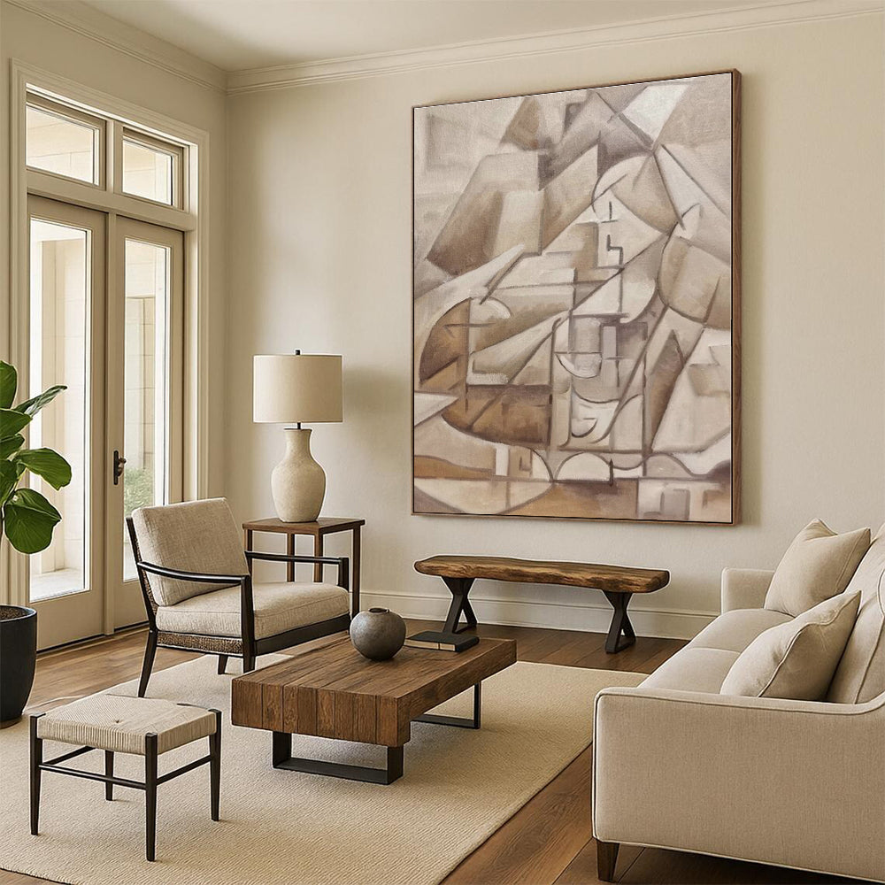 “Brown - Beige Cubist Abstraction” - Abstract Cubist - Style Work CT0400