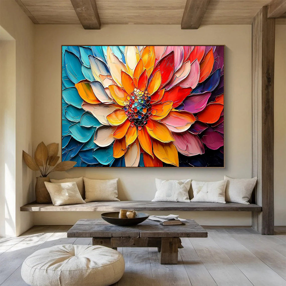 “Colorful Petals Flower” – Impasto Floral Oil Painting CT1766