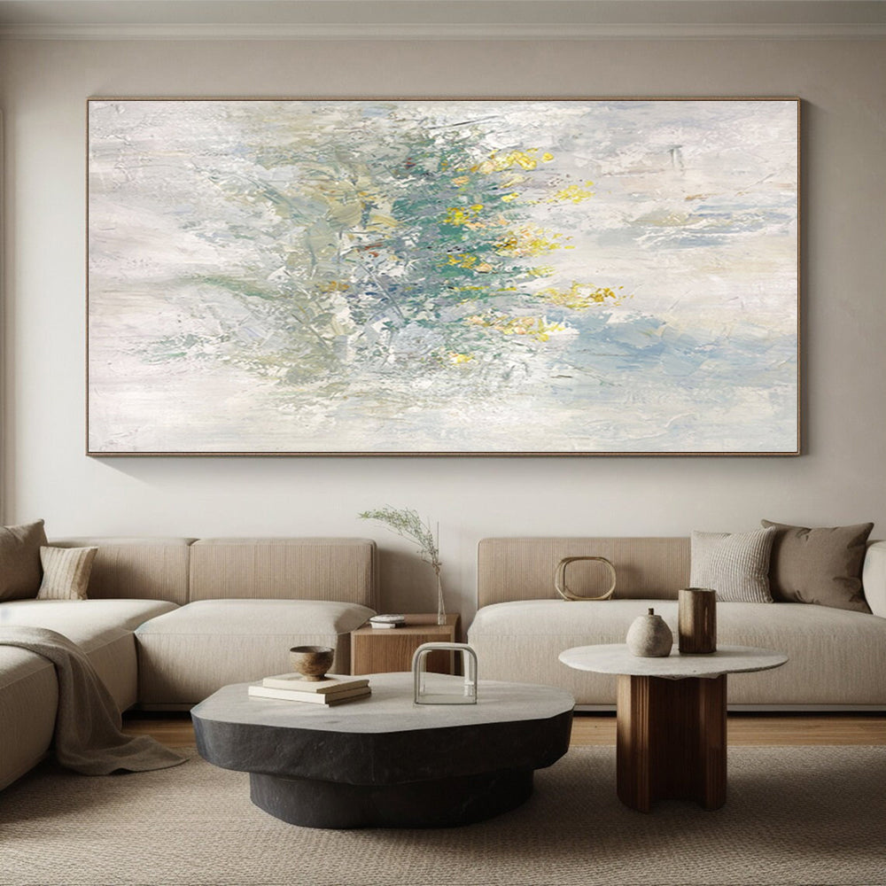 “Soft Yellow Floral Impressions” Abstract Acrylic Art CT0304