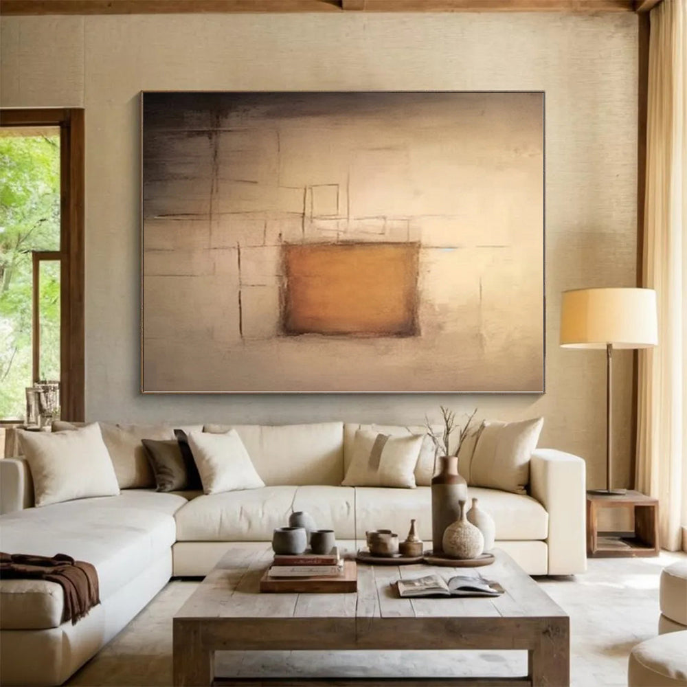 “Minimalist Brown and Beige Forms”,Abstract Geometric Acrylic Art CT0535