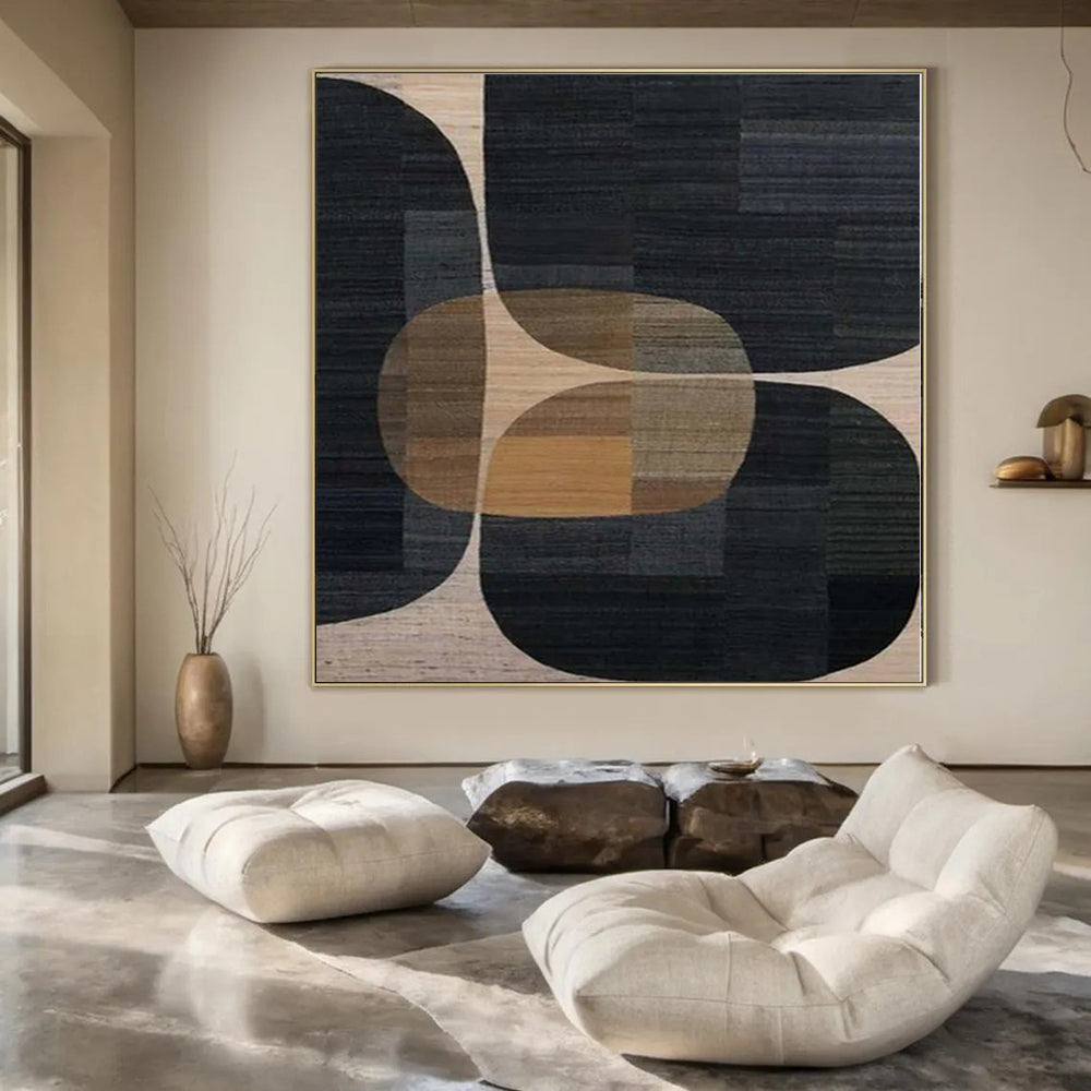 “Black - Brown - Beige Geometric” Acrylic Painting CT0162