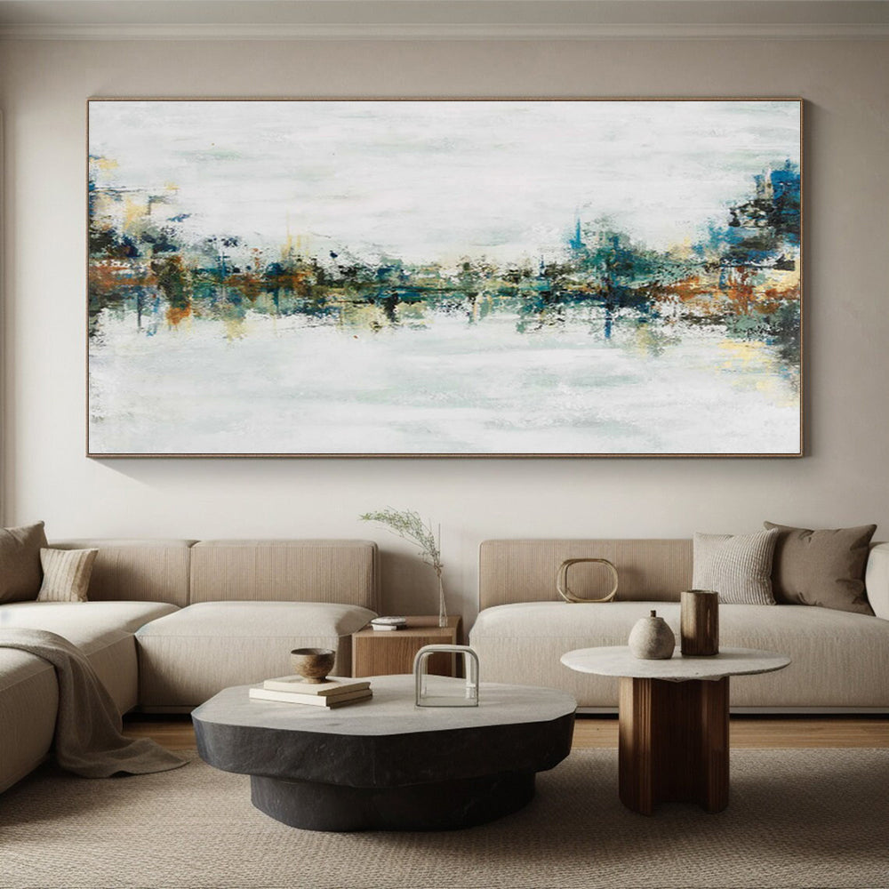 “Vertical Color Stream” - Abstract Art with Multicolored Vertical Strokes on White CT0025