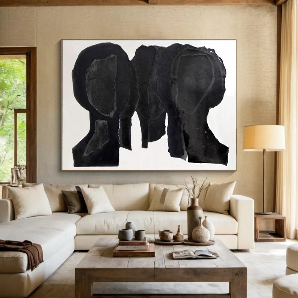 “Black Silhouette Collage” – Abstract Mixed - Media Collage CT1780