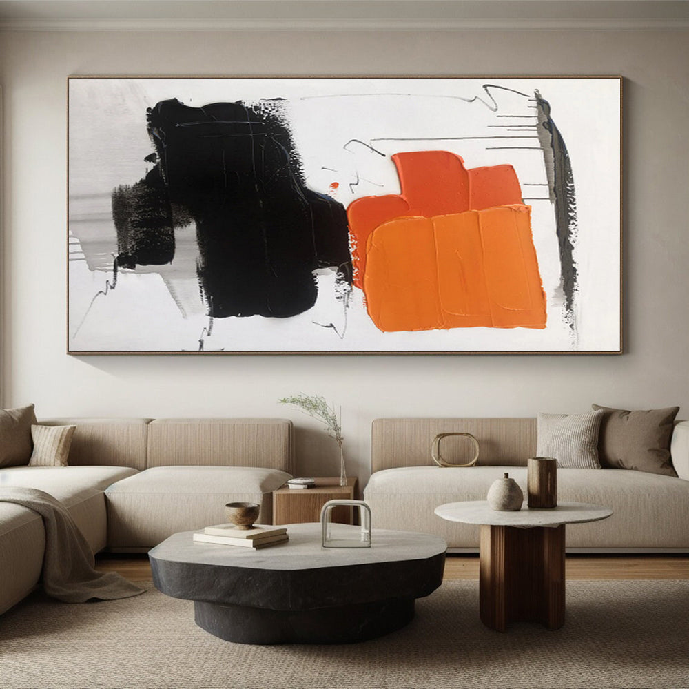 “Orange - Black Abstract Simplicity” - Abstract Minimalist Art CT0490