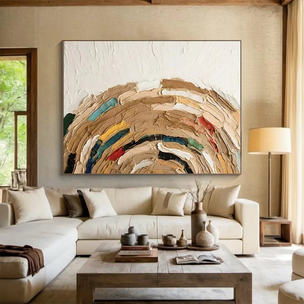 “Colorful Swirl in Beige”,Textured Abstract Style CT0663
