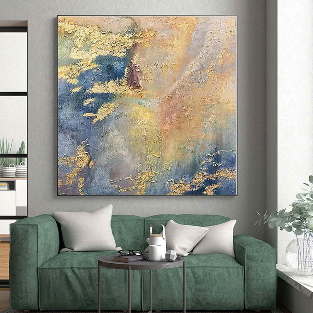 “Gold - Speckled Colorful Abstract”,Abstract Expressionist Acrylic Painting CT0582
