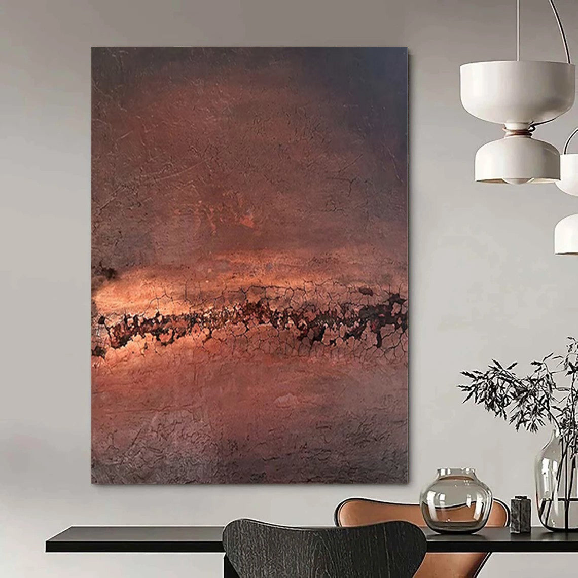 “Rusty Textured Abyss” - Abstract Art with Brown, Orange, Black CT0108