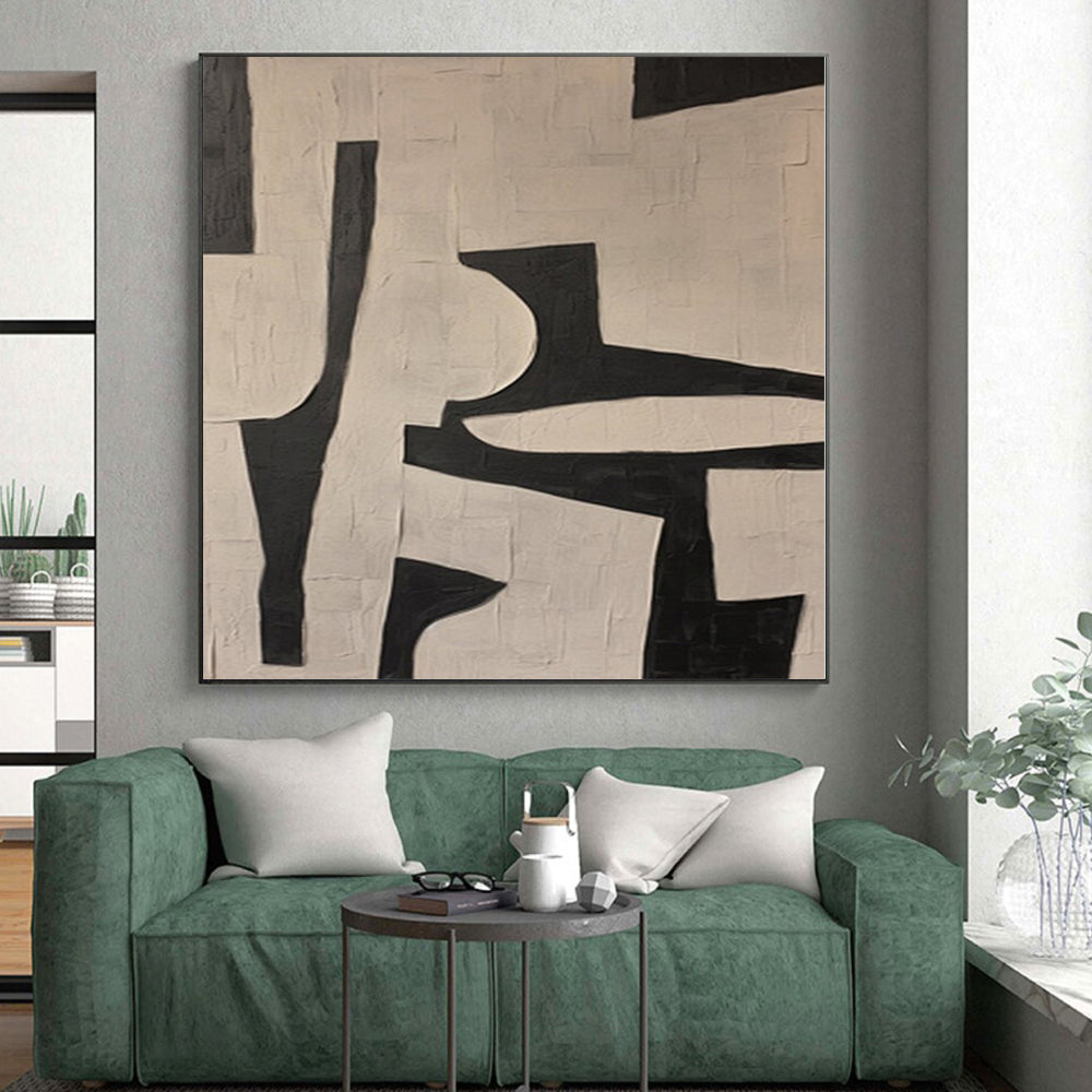“Black & White Geometry” - Abstract Art with Bold Black, White Shapes CT0098