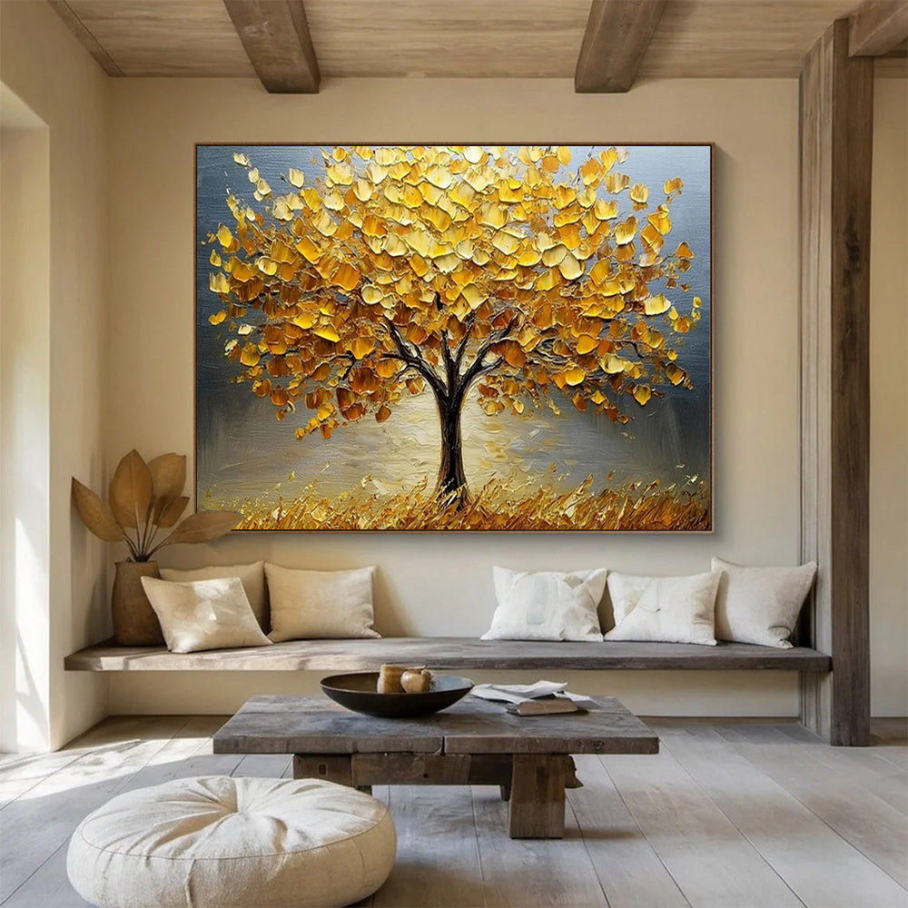 “Golden Autumn Tree” – Impasto Landscape Oil Painting CT1767