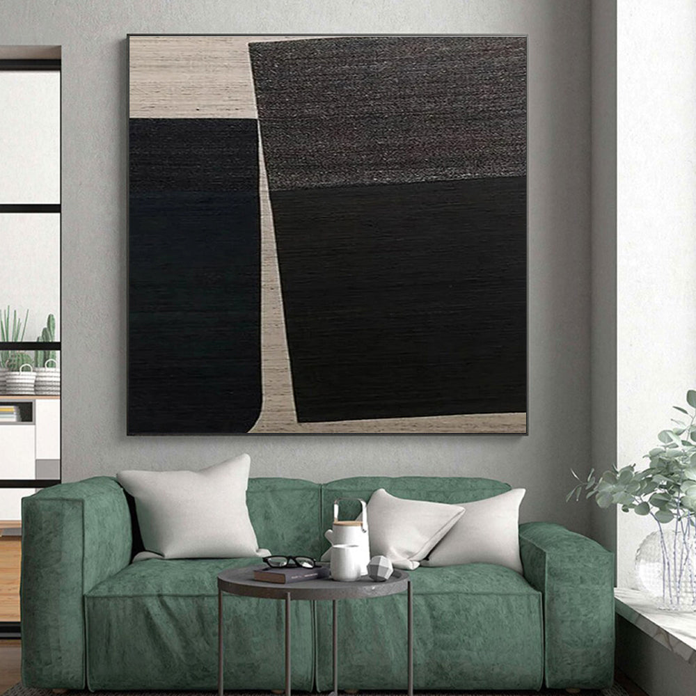 “Black - Brown Geometric Collage”,Minimalist Style CT0660