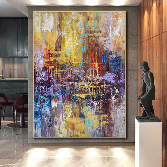 “Vibrant Urban Abstraction”,Abstract Cityscape - Inspired Acrylic Painting CT0545