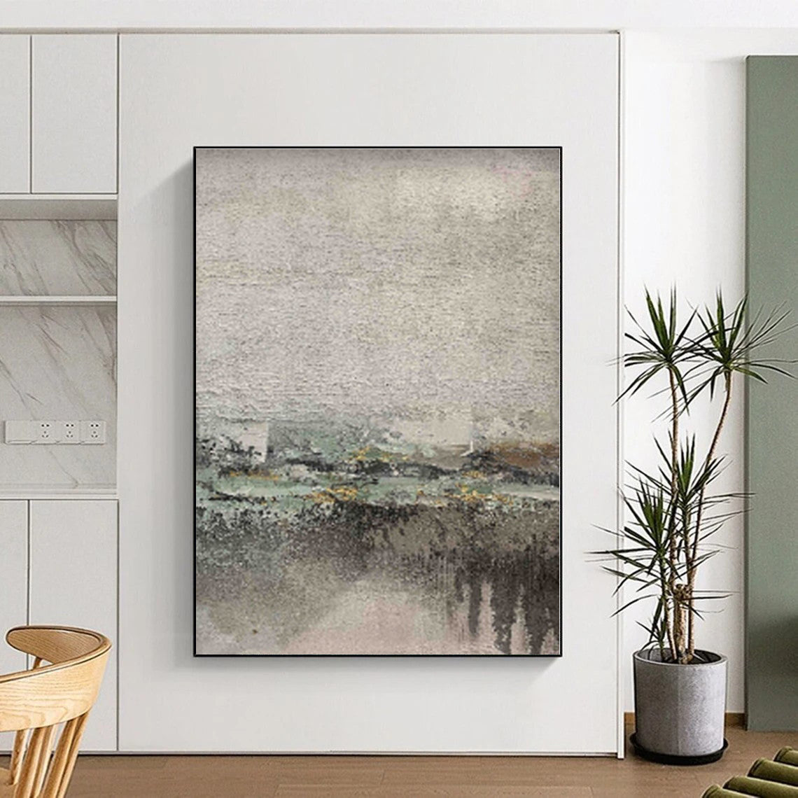 “Misty Grey Landscape”,Impressionistic Abstract Oil Painting CT0565