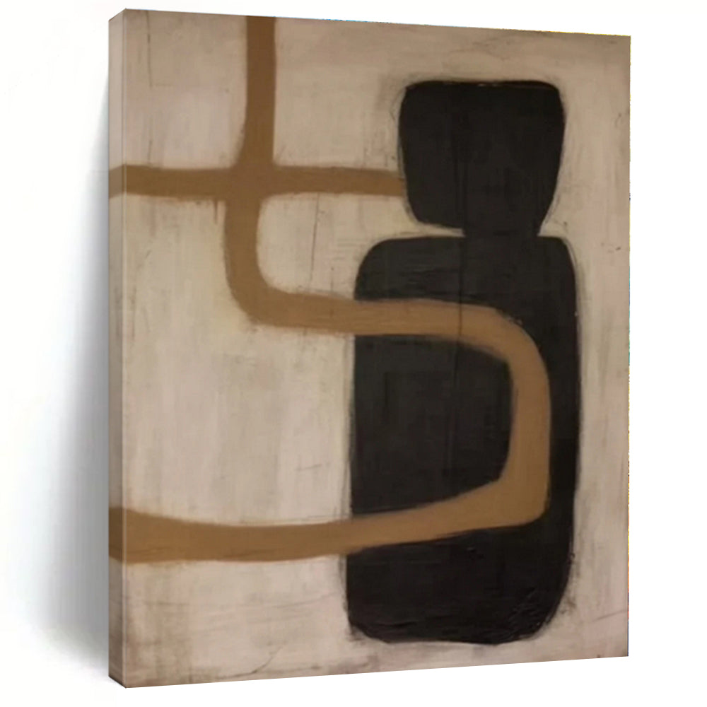 “Curved Brown and Black Shapes”,Abstract Organic - Shaped Acrylic Creation CT0536