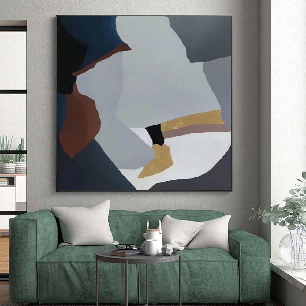 “Minimalist Geometric Forms with Gold”,Modern Abstract Painting CT0373