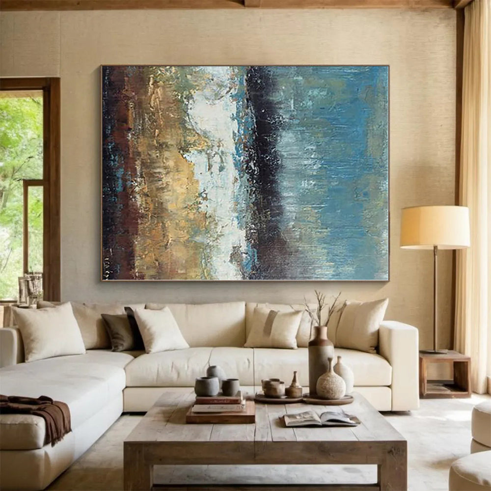 “Blue - Brown Abstract Landscape” - Abstract Impressionistic Art CT0420