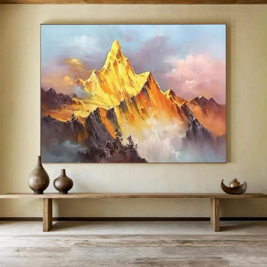 “Sunset Peak” - Gold, orange, pink, purple; a single mountain bathed in sunset colors CT1557