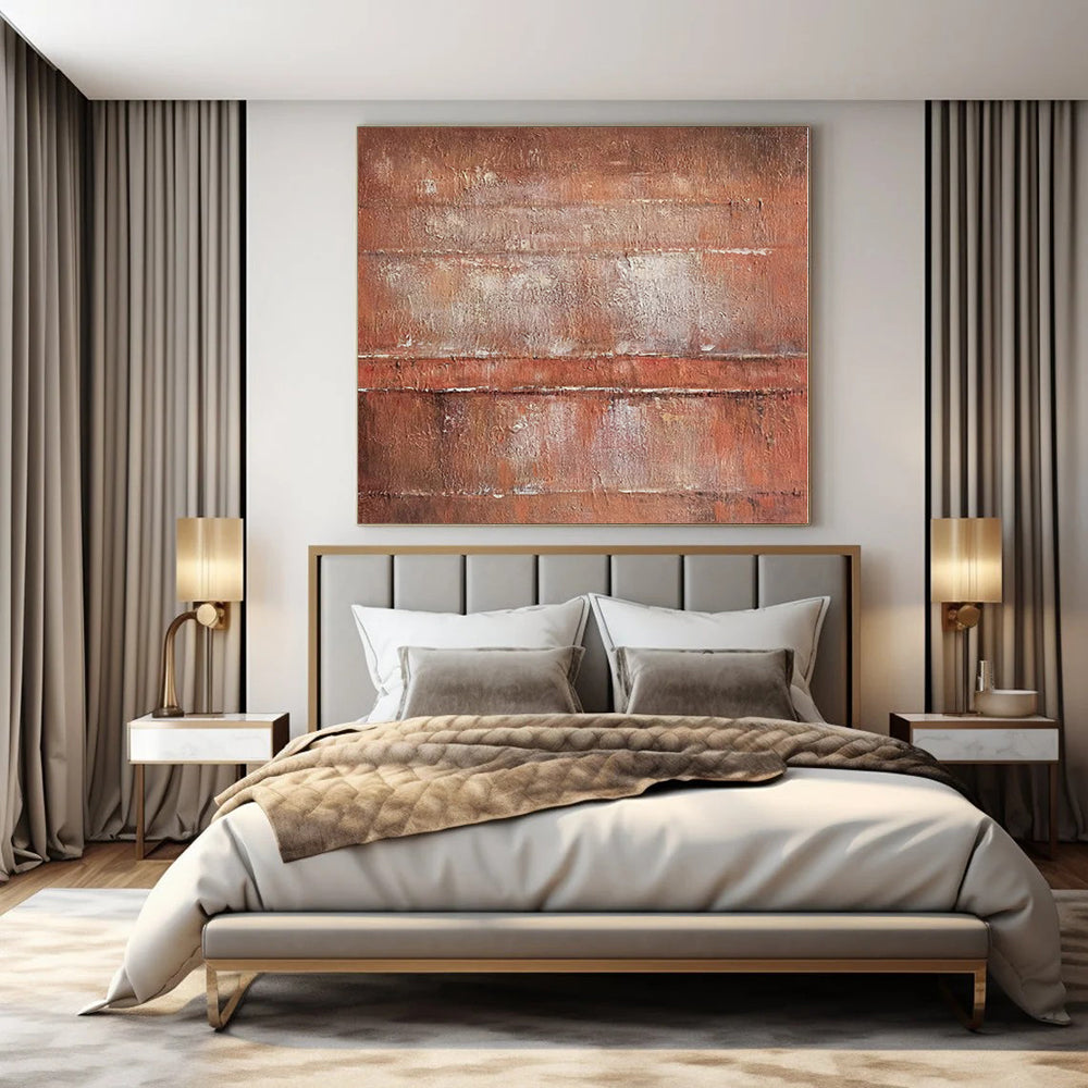 “Rust - Brown Textured Layers” Minimalist Acrylic Art CT0214