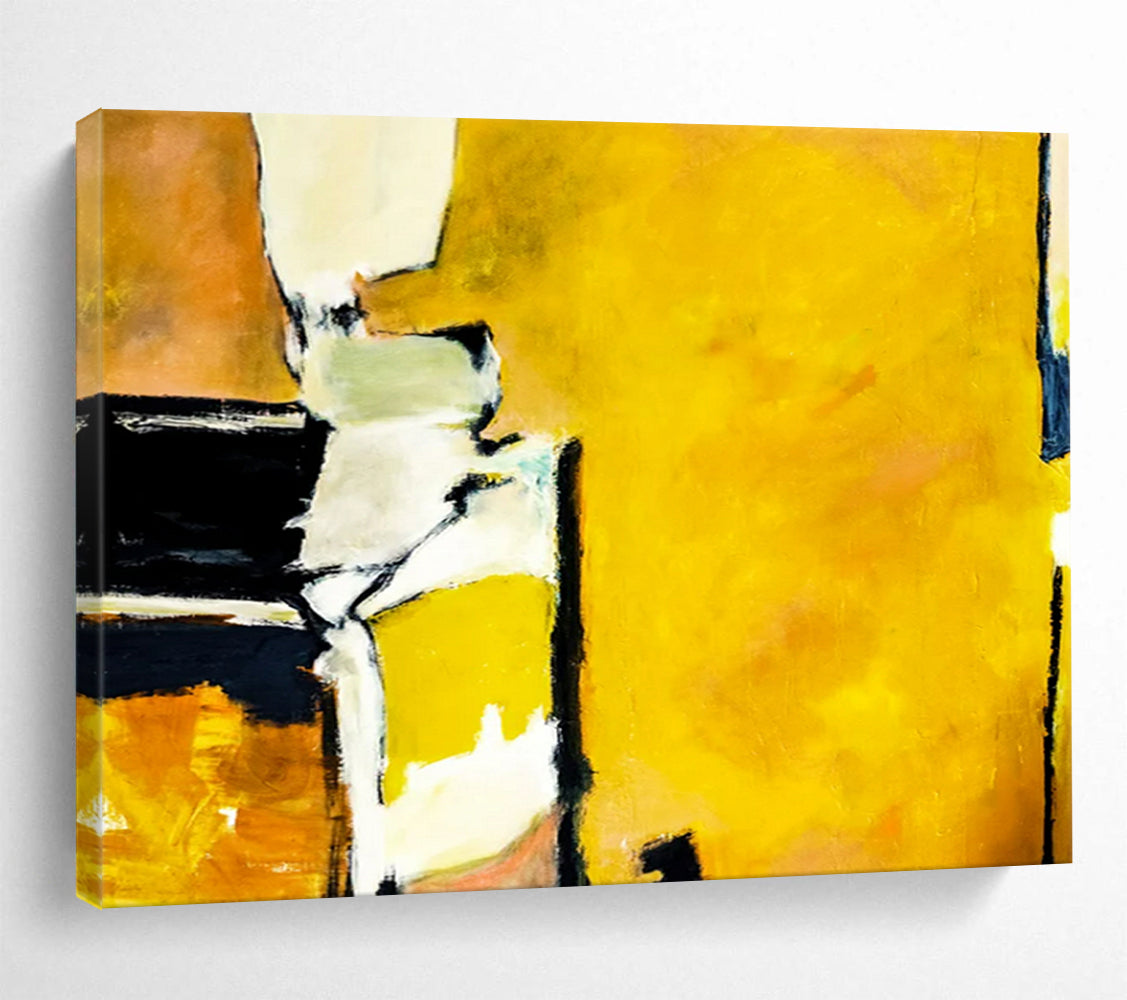 “Vibrant Yellow and Earthy Tones Abstraction” - Expressive Color - Block Oil Painting CT1806