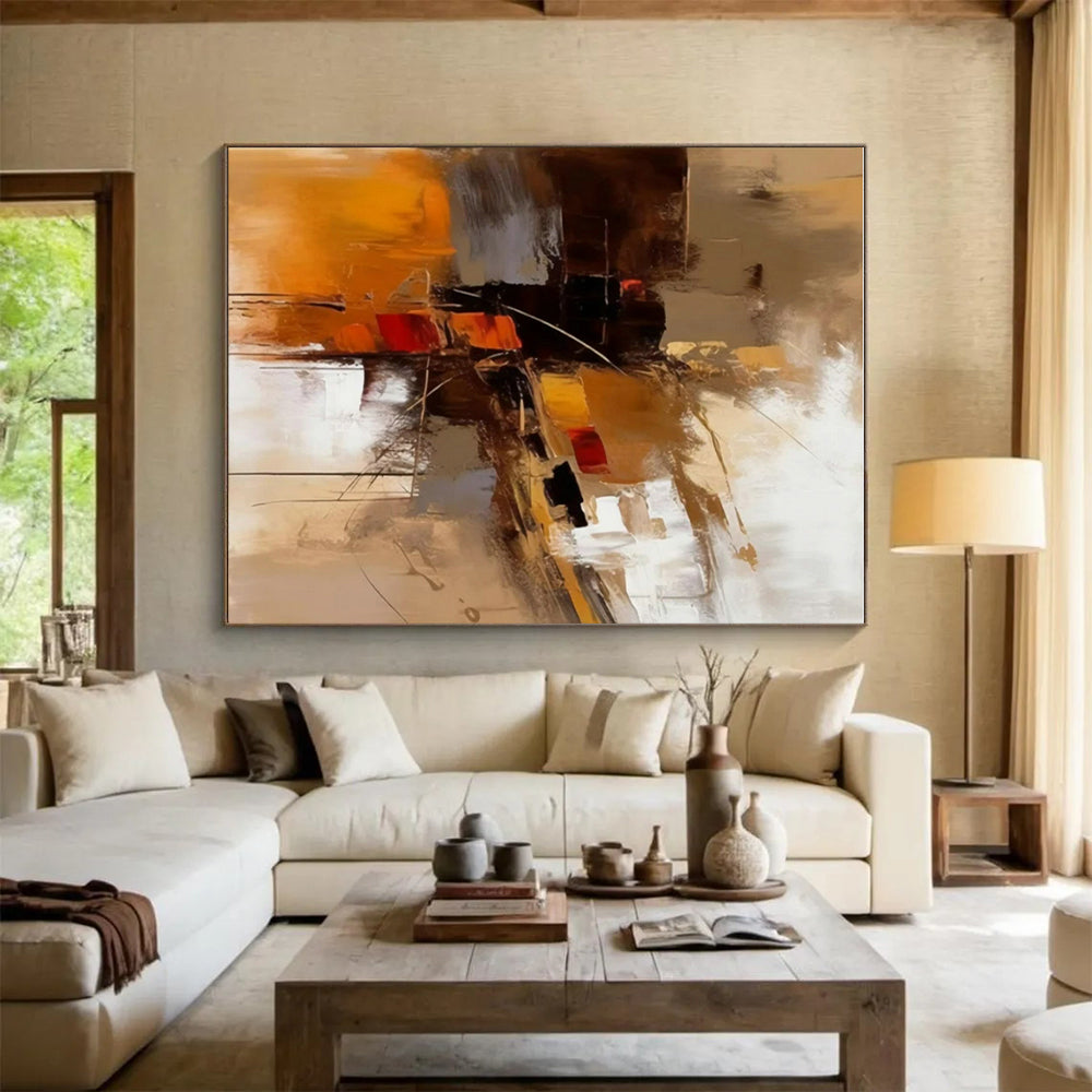 “Construction in Brown, Yellow & Orange”,Constructivist Abstract Art CT0598