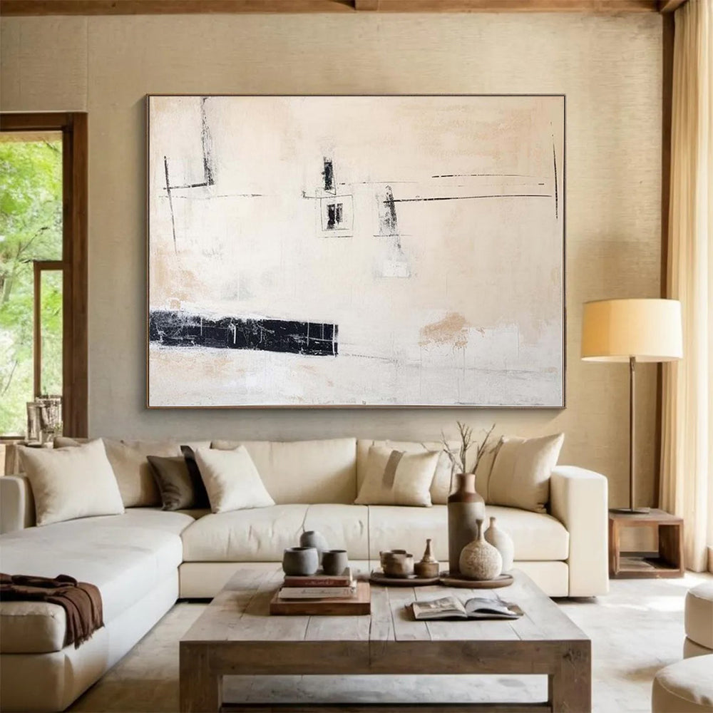 “Minimalist Echoes” - Soft beiges, blacks, whites; sparse, evocative lines and shapes CT1493
