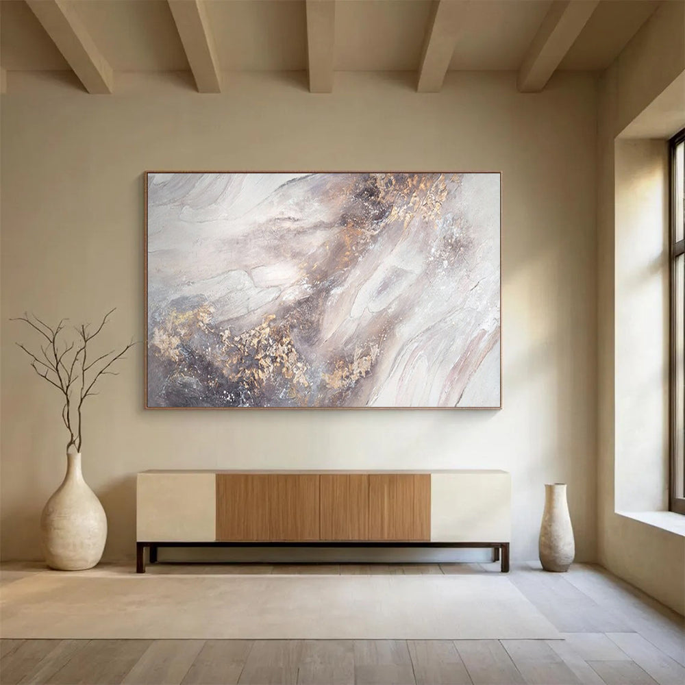 “Neutral and Gold Abstract” – Textured Abstract Acrylic Painting CT1771